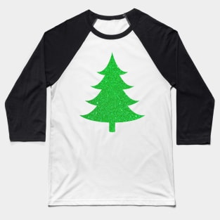 Minimalistic Green Faux Glitter Christmas Tree Baseball T-Shirt